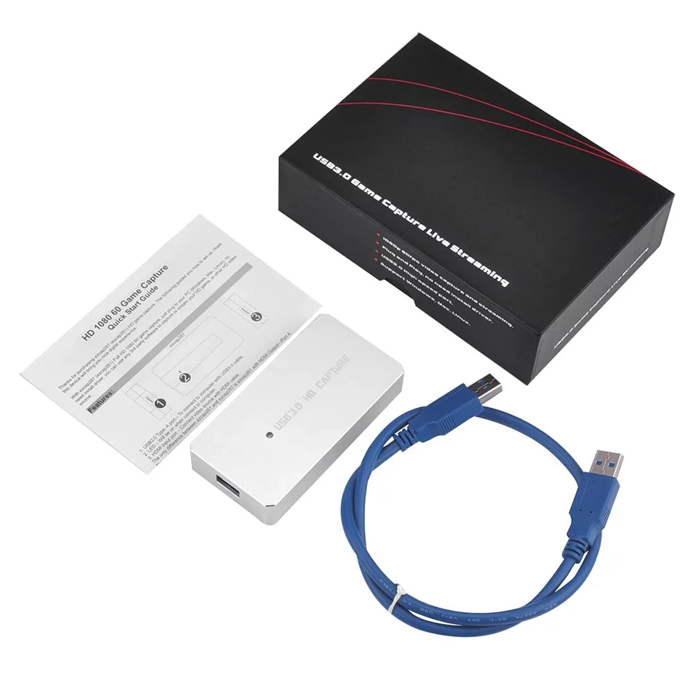 ezcap287P USB 3.0 Capture Card Video Game Recorder 1080P Live Streaming Converter Plug and Play for XBOX One PS3  WII U Silver