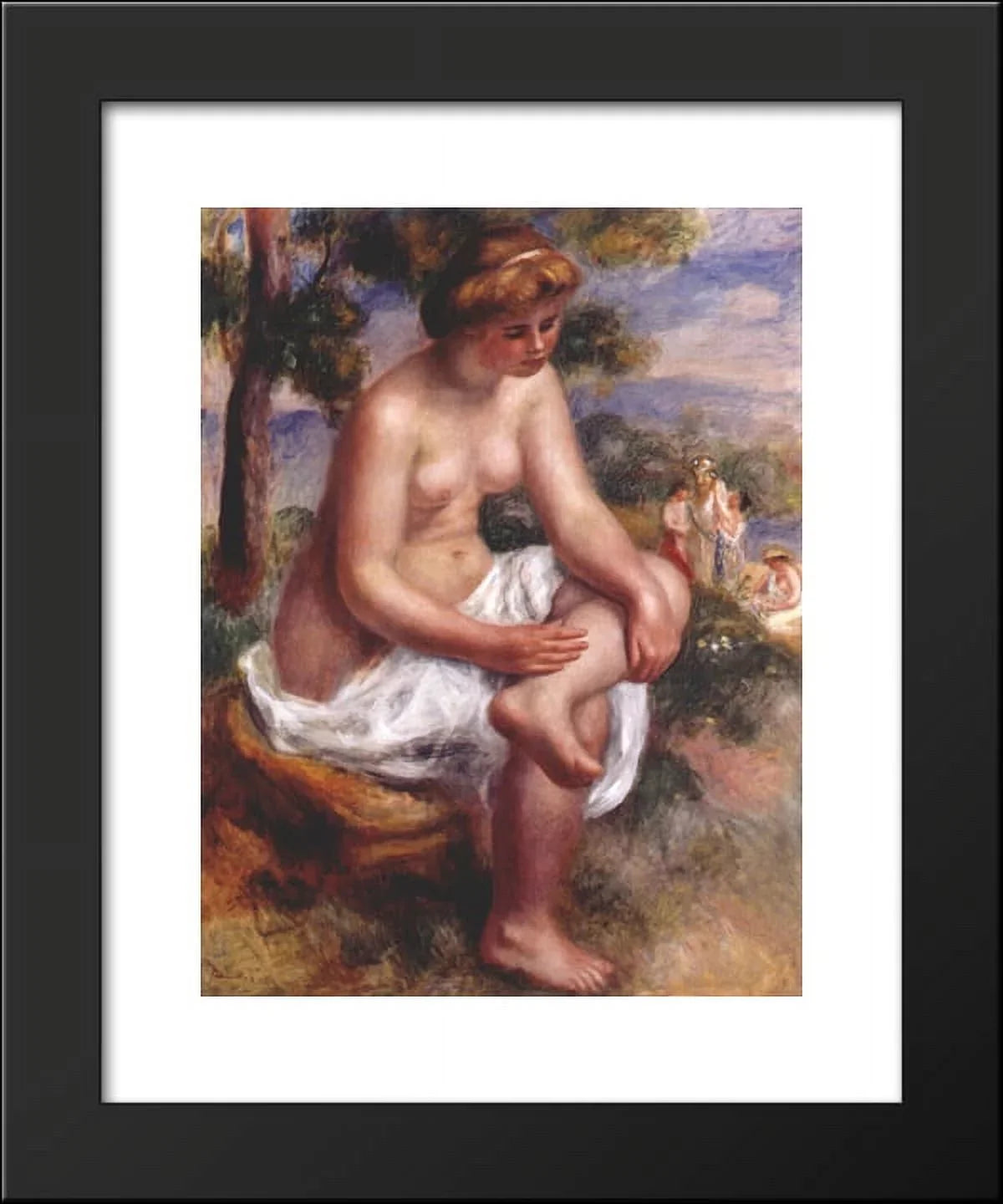 Seated bather in a landscape 20x24 Framed Art Print by Renoir, Pierre Auguste