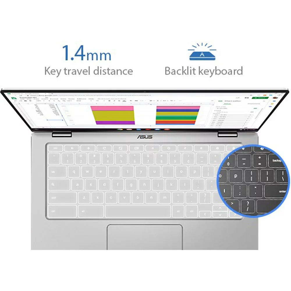 ASUS Chromebook Flip C434 2-In-1 Laptop, 14" Full HD Touchdisplay 4-Way NanoEdge, Intel Core M3-8100Y Processor, 4GB RAM, 64GB eMMC Storage, All-Metal Body, Backlit KB, Chrome OS, Silver - (Open Box)