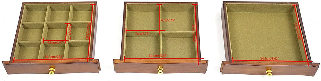MONIPA 4 layers Wooden Gemstone Display Case Jewelry Storage Case W/ 4 Drawers and 2 Swing-out Cabinets