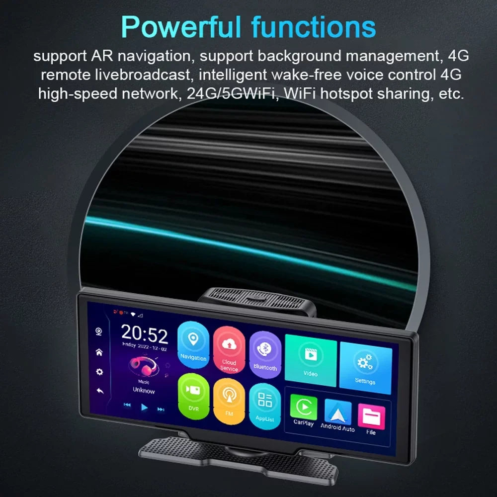 Tickas Multi-language Dual Lens Car Video Recorder Auto Dash Cam Car Recorder Night Viewing 10.26in DVR 170 Degree Wide Angle Car Global Positioning System Navigation Camcorder