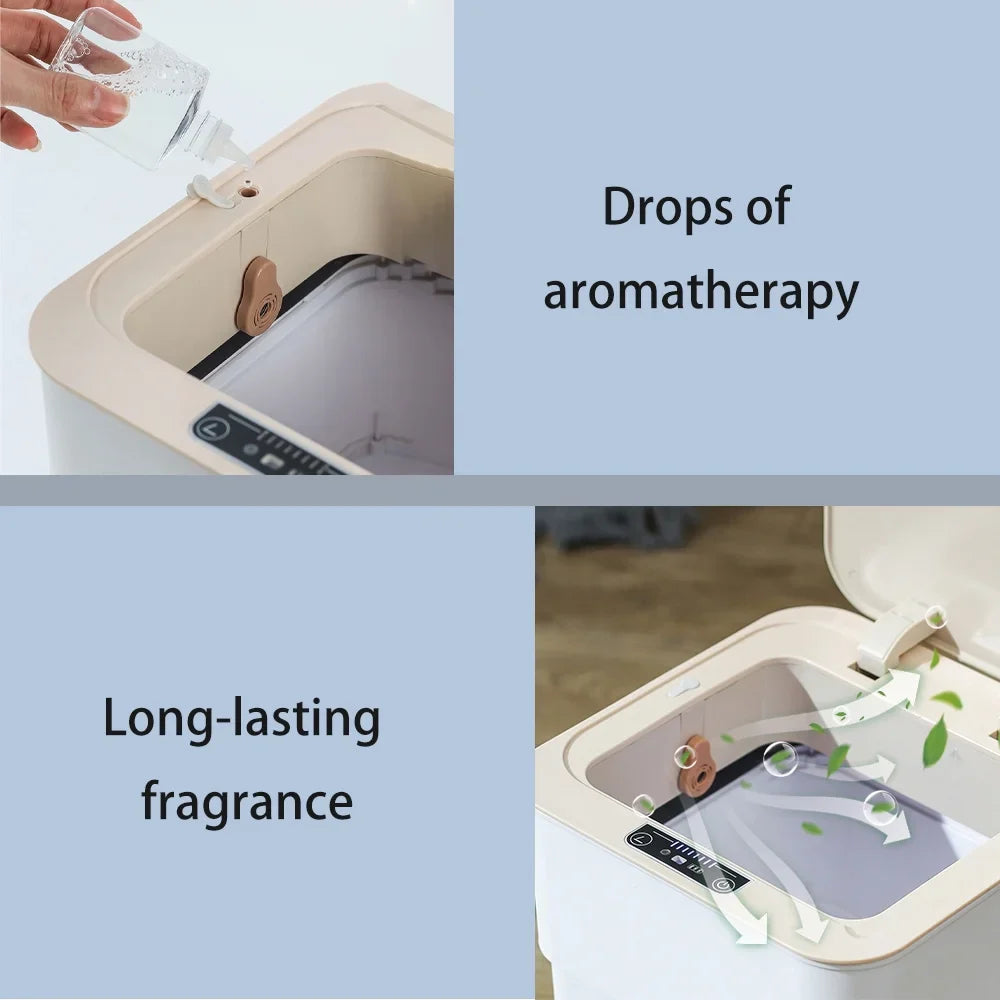 Holdpeak 18L/4.8 Gallon Touchless Trash Can, Folding Automatic Garbage Can with Aromatherapy Mode for Bathroom, Kitchen, Office, White