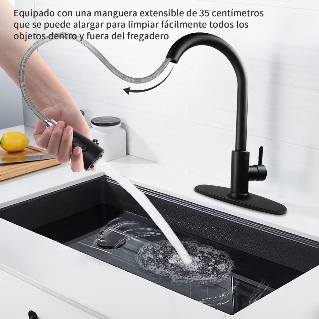 Kitchen Faucet with Pull Down Sprayer, High Arc Single Handle Kitchen Sink Faucet with Deck PLatitudee, Commercial Modern Stainless Steel Kitchen Faucets for Kitchen, RV, Bar, Silver