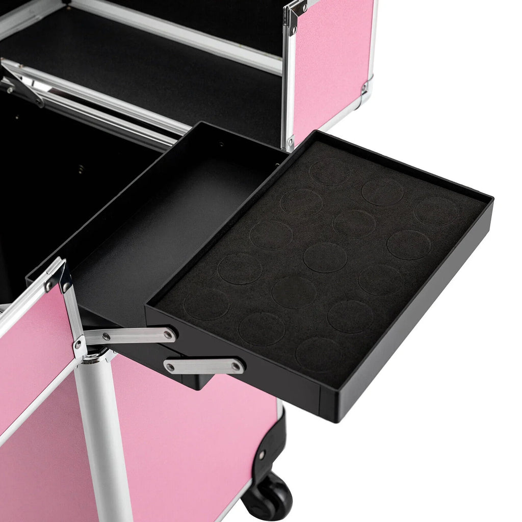 Miumaeov 4-Tier Professional Rolling Makeup Train Case Cosmetic Trolley Makeup Storage Organizer with Wheels