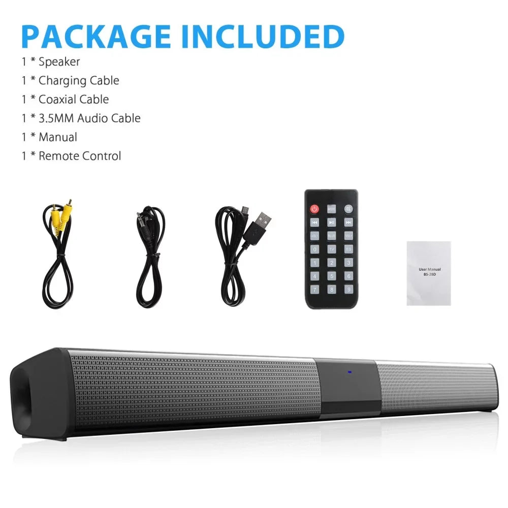 Sound Bar Bluetooth Speaker Surround Sound System Wired & Wireless 22 inch TV Sound Bar