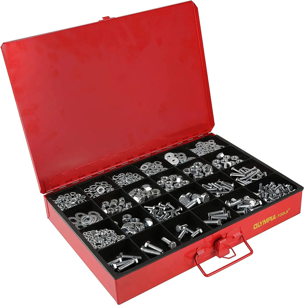 QCAI 90-806 4-Drawer Hardware Organizer includes 2500-pieces Small Hardware, black/red