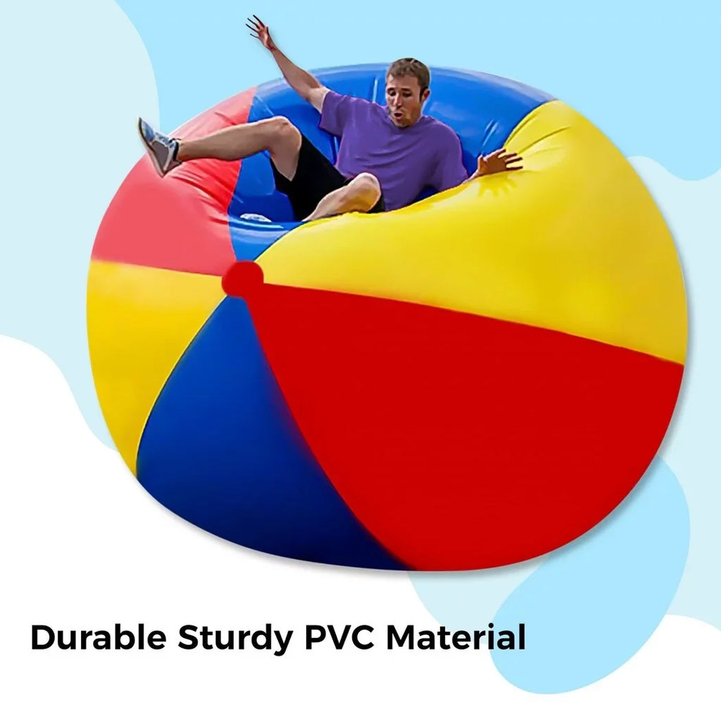 Giant InfLatitudeable Beach Ball, Novelty Pool Toy for Kids Toddlers Adults, Jumbo Size 59 Inches, Huge Swimming Pool Ball for Games, Foldable Beach Ball in Mixed Blue Red Yellow