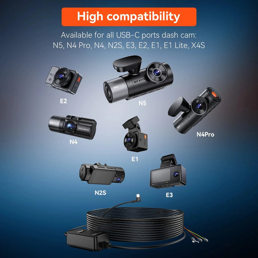 Vantrue Hardwiring Cable for USB-C Dashcams with LCD Screen (See listing)