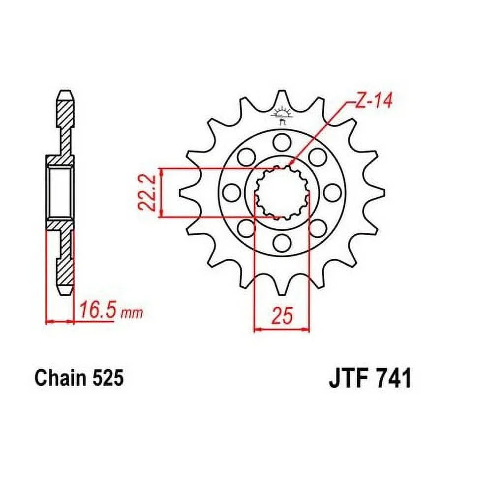 JT Steel Front Sprocket 14T for Street DUCATI 848 Evo 2011-2013