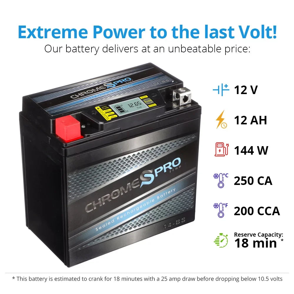 Chrome Pro Battery Ytx14-Bs Igel Atv Battery For Honda 450Cc Trx450 Fourtrax Foreman S Es 2002