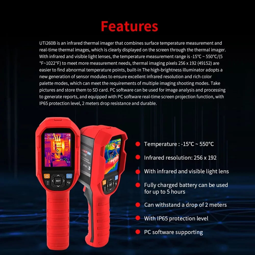 Daakro UNI-T UTi260B Handheld Thermal Imager Camera IR Infrared Thermometer Imaging