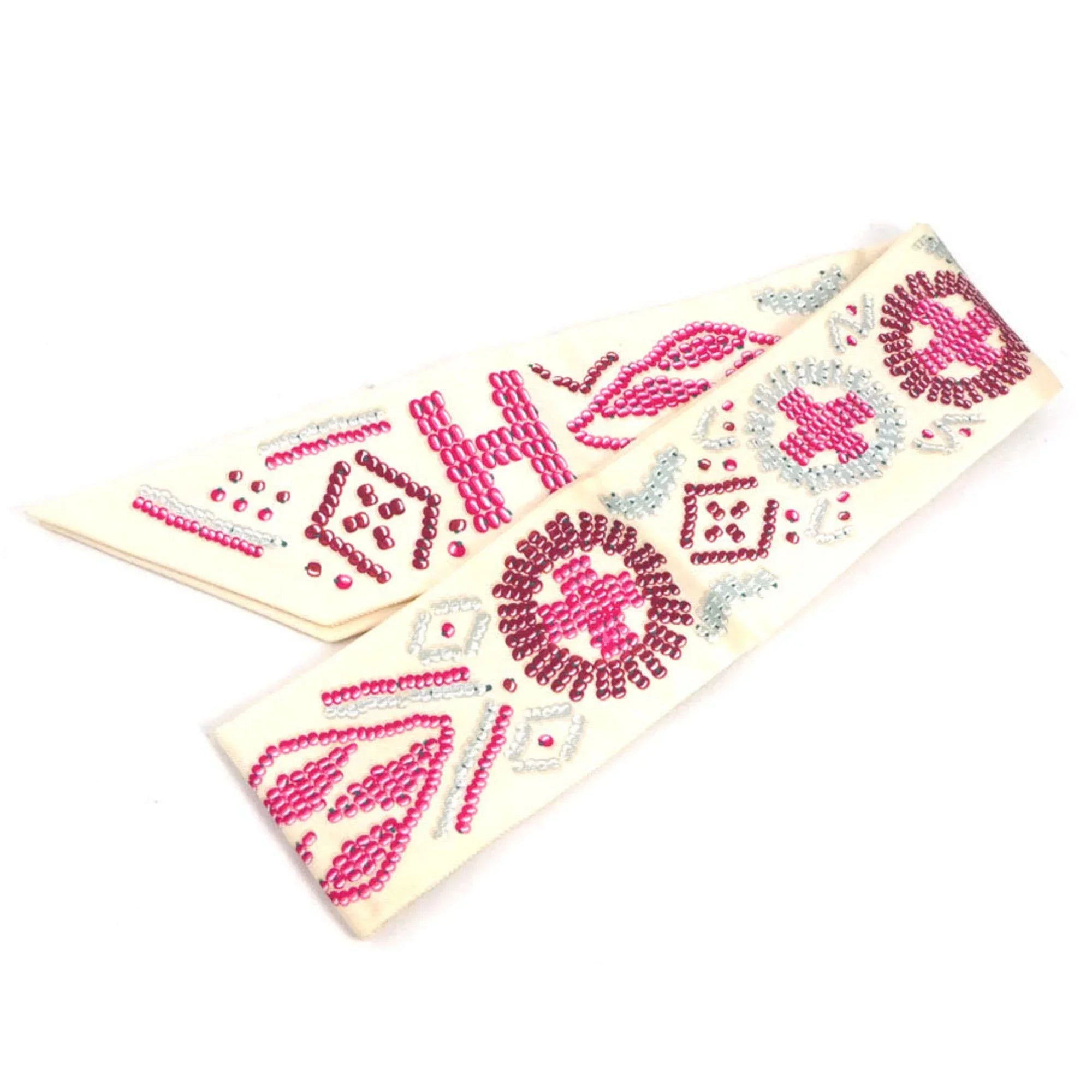 Pre-Owned HERMES Scarf Muffler Twilly Silk Light Beige/Multicolor Women's (Good)