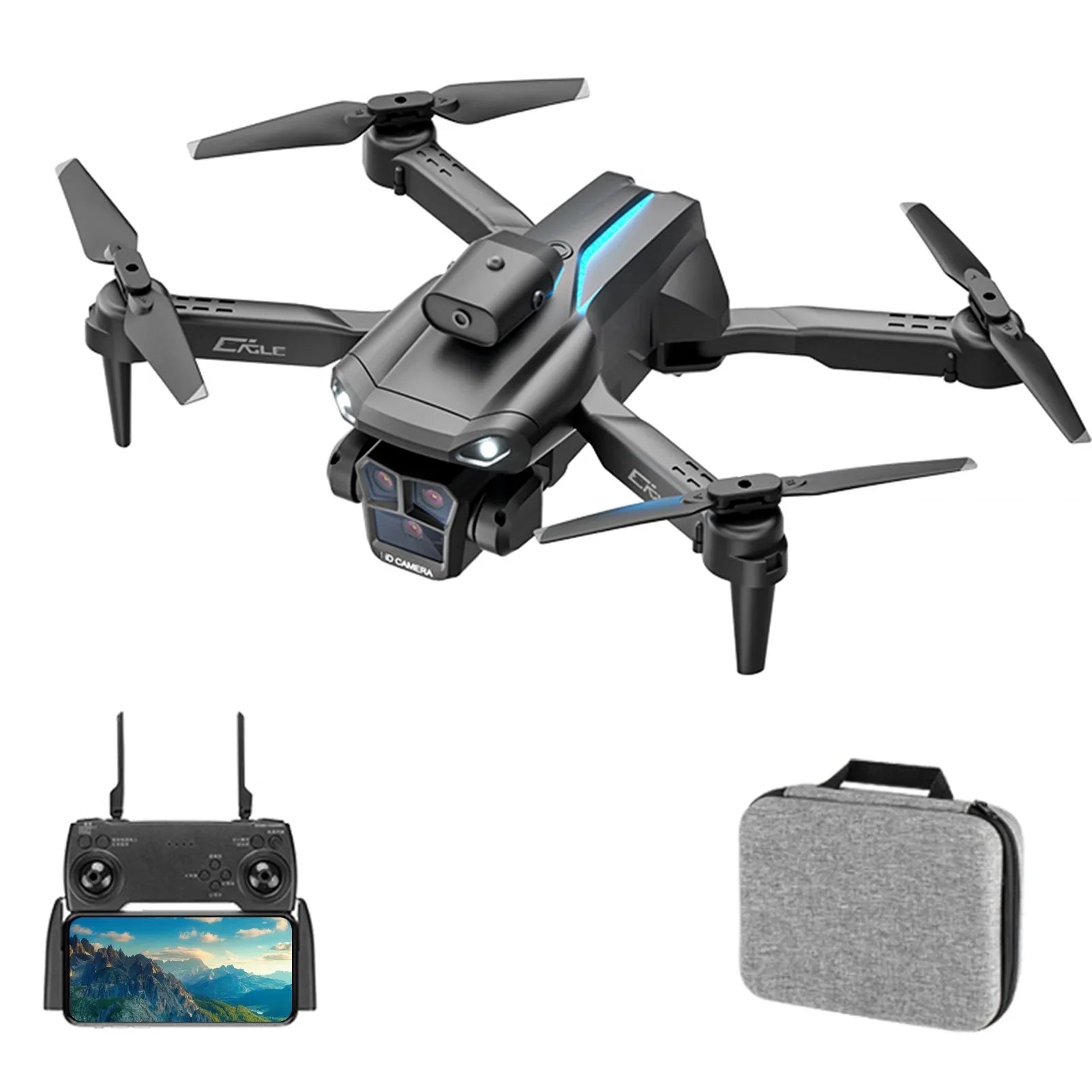 Dcenta Remote Control  with Camera 4K 3 Front Camera 2 Bottom Camera Obstacle Avoidance 5GWiFi FPV Storage Bag Package Trajectory Flight Gesture Photography Follow Flight