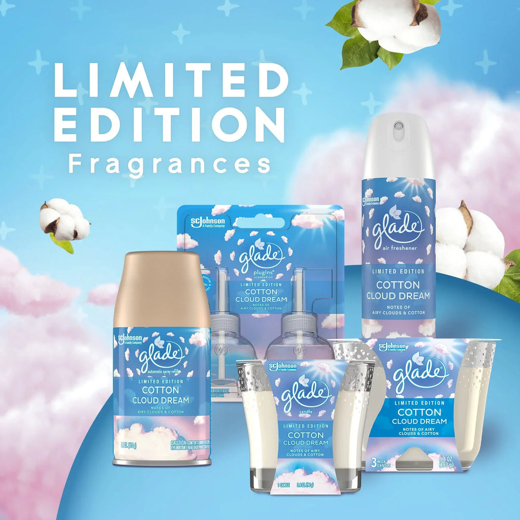Glade Automatic Spray Refill And Holder Kit, Air Freshener For Home And Bathroom, Cotton Cloud Dream, 6.2 Oz