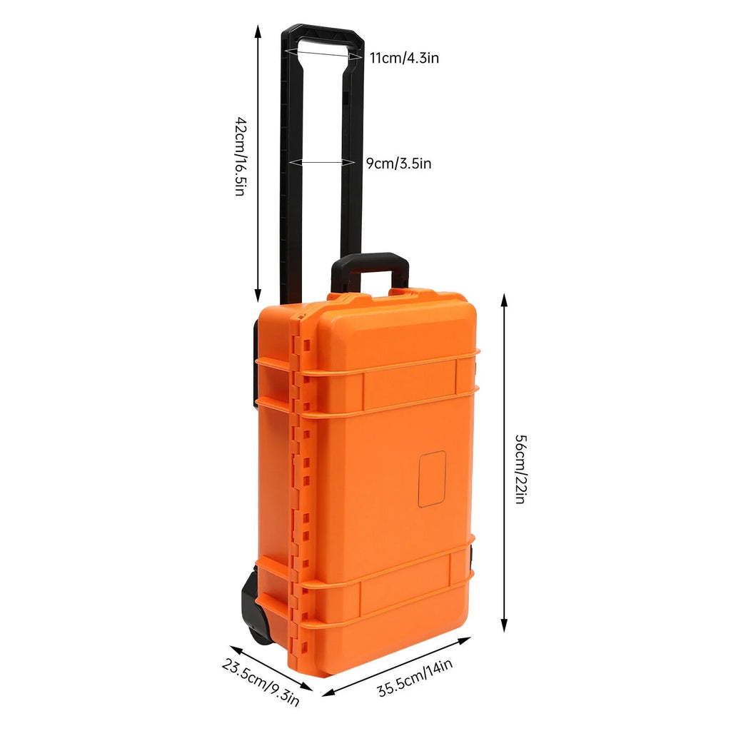 Miumaeov Hard Case with Foam Camera Case 22" Portable Foam Case IP67 Waterproof Box Protective Digital Camera Case Portable Tool Box with Wheels and Retractable Pull Handle