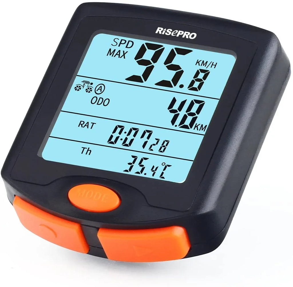 RISEPRO Bike Computer, Wireless Bicycle Speedometer Bike Odometer Cycling Multi Function Waterproof 4 Line Display with Backlight YT-813
