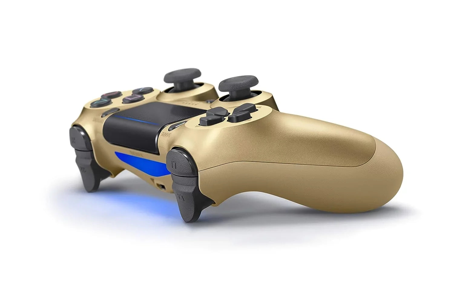 Dual Shock Gold Gaming Controller For PS4 Console + Wired Earbuds BOLT AXTION Bundle Like New