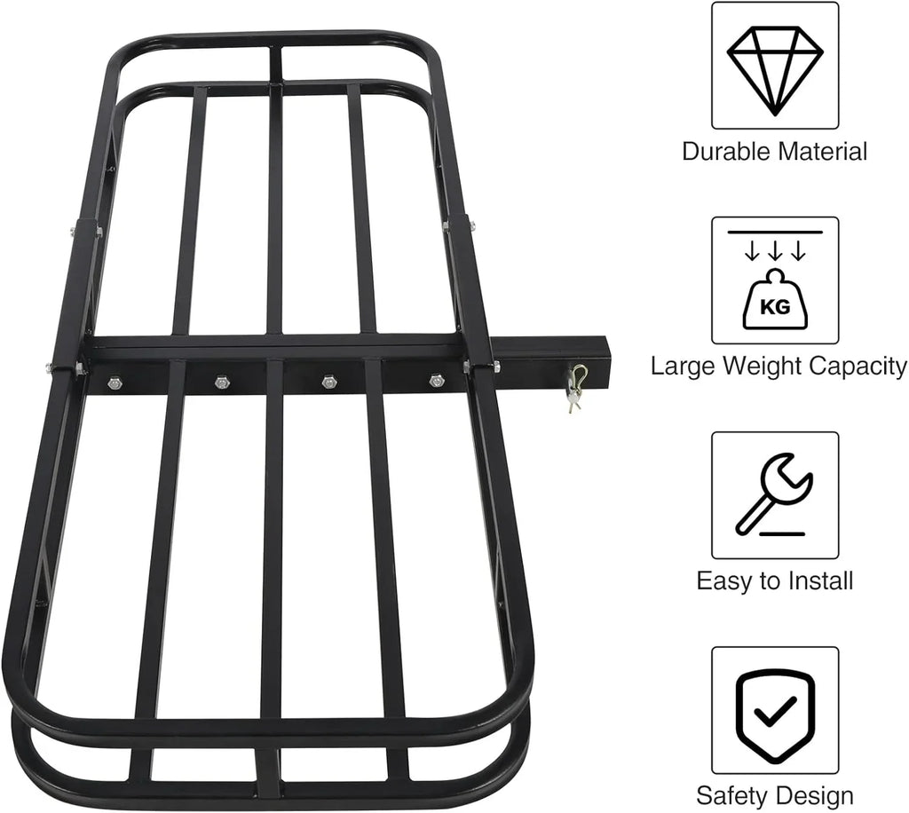 REDCAMP Folding Hitch Cargo Carrier Basket 500 lbs, 53" x 19.3" x 4" Trailer Hitch Luggage Rack for SUV, Truck, Cars, Small