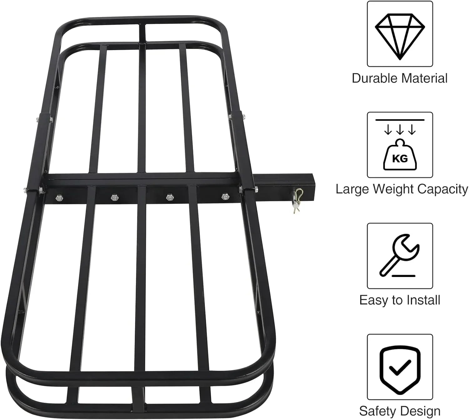 REDCAMP Folding Hitch Cargo Carrier Basket 500 lbs, 53" x 19.3" x 4" Trailer Hitch Luggage Rack for SUV, Truck, Cars, Small