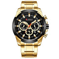 CURREN 8361 Quartz Man Wristwatch Watch for Male Men Watches with Calendar Indicator Date Waterproof Luminous Hands Three Sub-Dials Second Minute Microsecond Chronograph Stainless Steel Stra