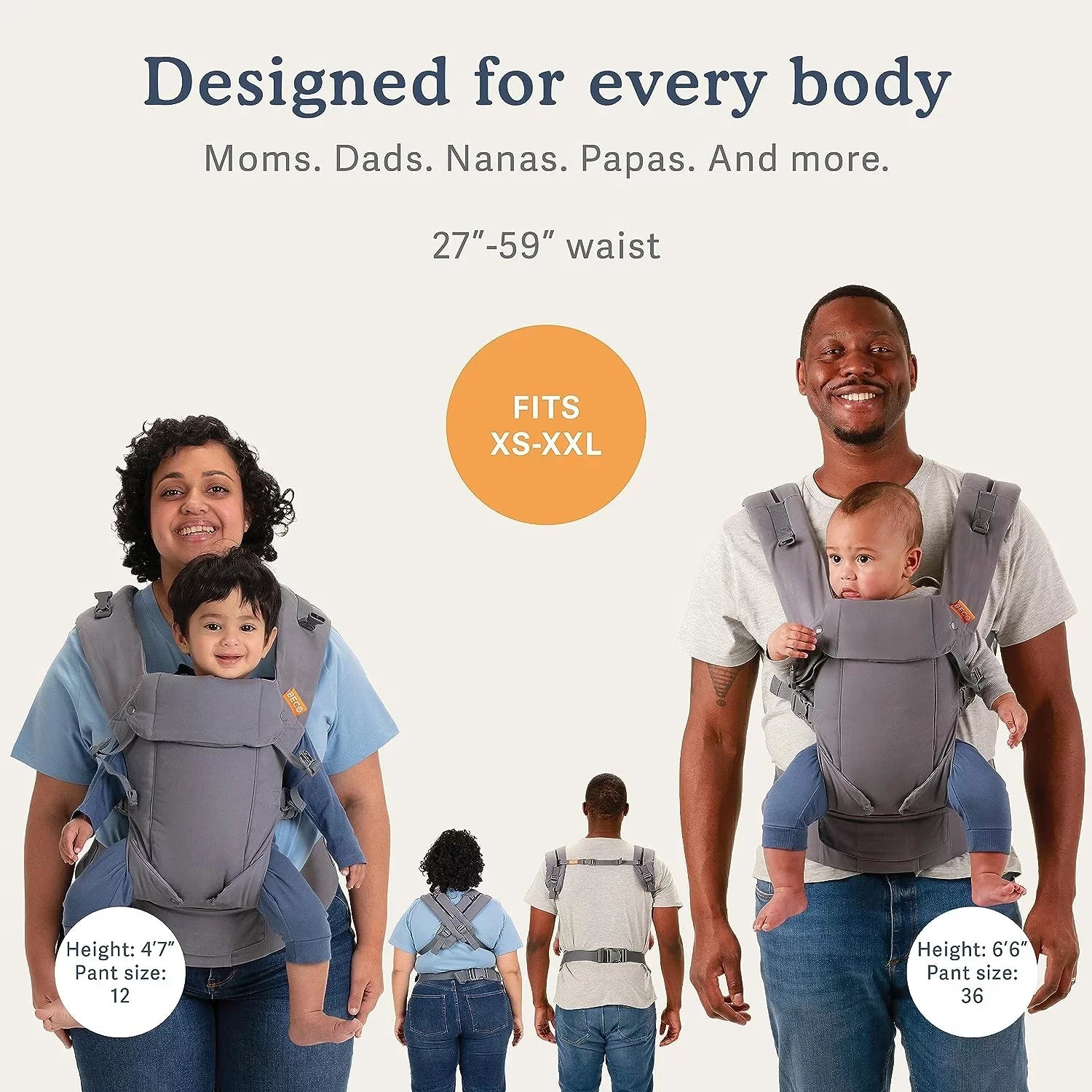 Beco Gemini Baby Hip Carrier Newborn to Toddler - Unisex Backpack & Front Carrier up to 7-35 lbs Grey