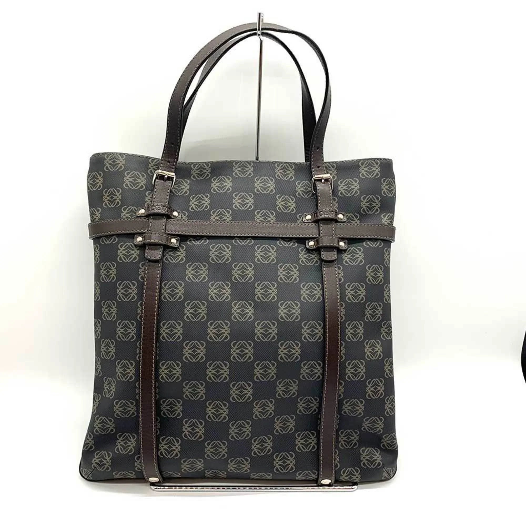 Pre-Owned LOEWE Anagram Tote Bag Gray x Brown (Good)