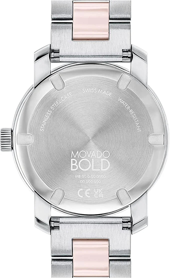 Movado Women's Bold Ceramic Swiss Quartz Watch with Stainless Steel Strap, Two Tone, 18 (Model: 3600801)