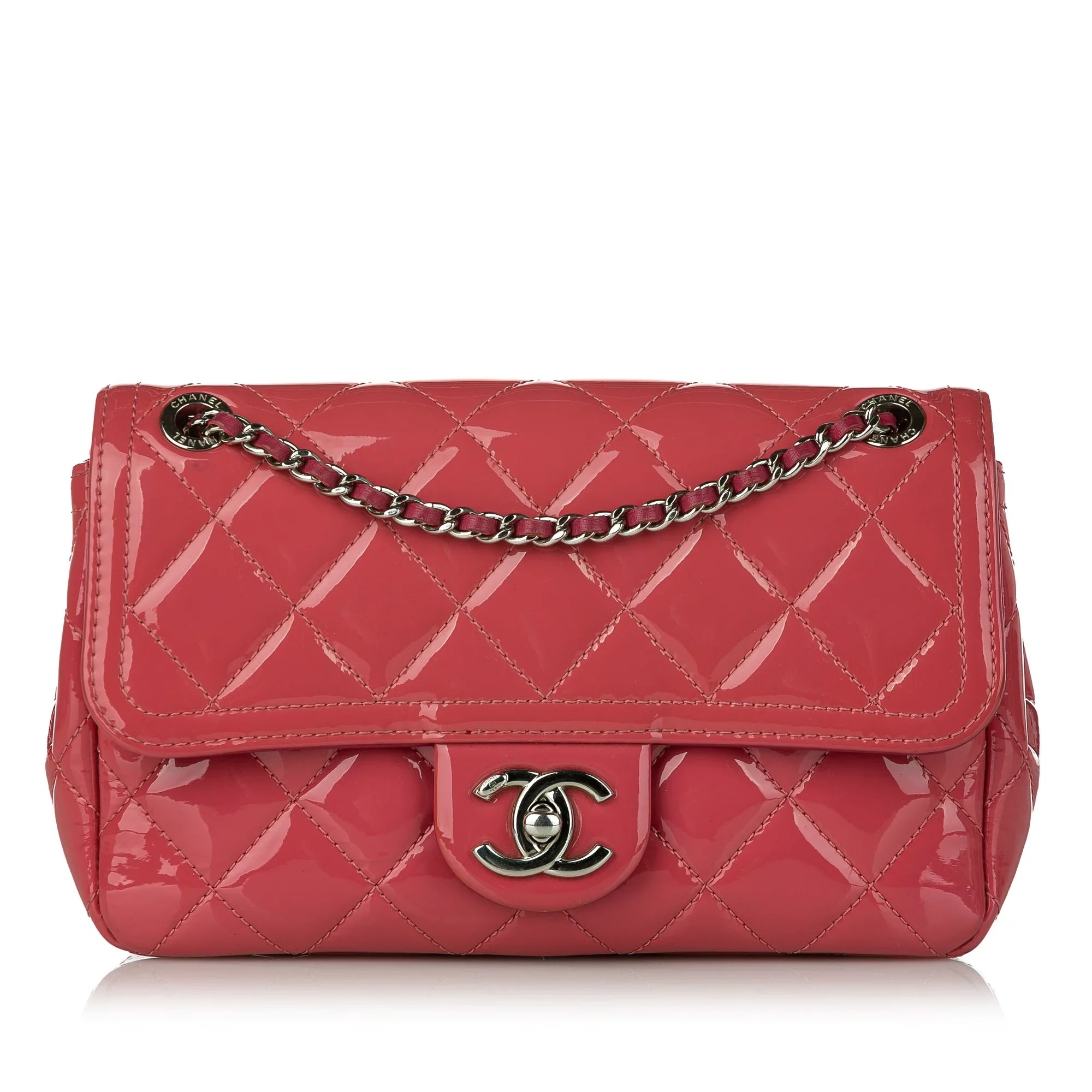 Pre-Owned Chanel Small Coco Shine Flap Bag Patent Leather Red Crossbody Bag Women (Good)
