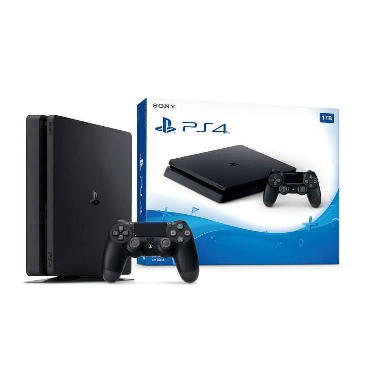 2215B PlayStation 4 Slim 500GB Gaming Console Black, HDMI Cable 2 Controller With BOLT AXTION Cleaning Kit Bundle Like New