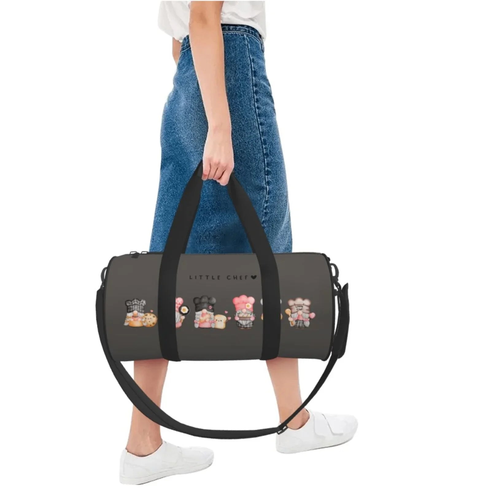 Coaee Baker Gnome Large Capacity Travel Luggage Bag Cylinder Gym Bag Waterproof Sports Bag with Pocket and Compartment