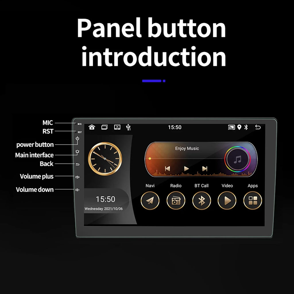 2022 Android 10.1 Inch Touch Screen Double Din GPS Navigate Car Stereo Radio With Bluetooth FM, Mirror Link, Backup Camera(2+16GB)