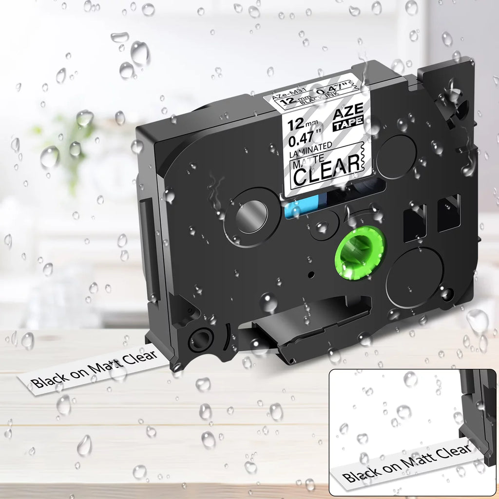GREENCYCLE 20PK Compatible for Brother P-interactive Black on Matte Clear 12mm 0.47" TZe-M31 TZ-M31 TZM31 TZeM31 Laminated Label Tape