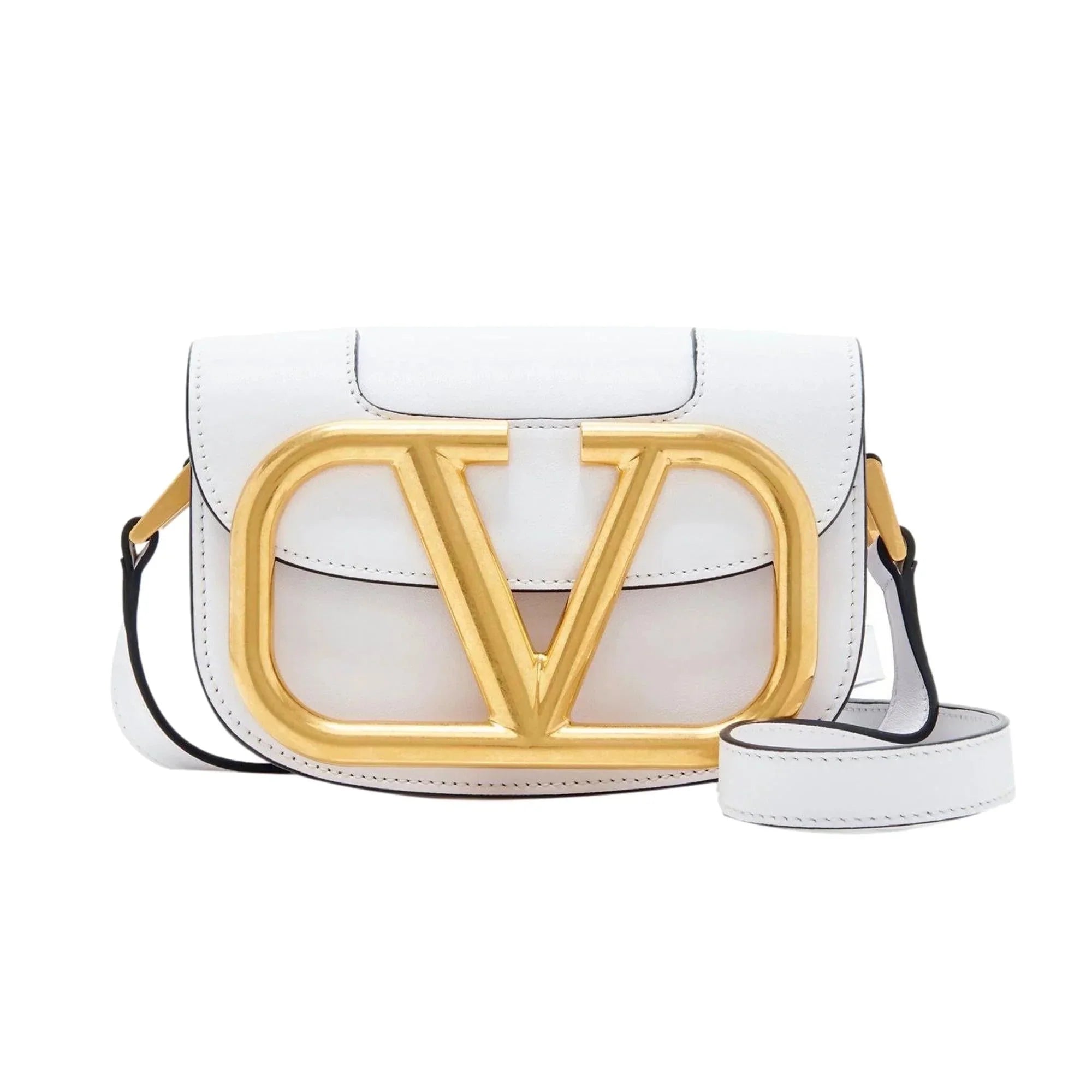 New Valentino Garavani Supervee Ivory Leather Crossbody Bag Small