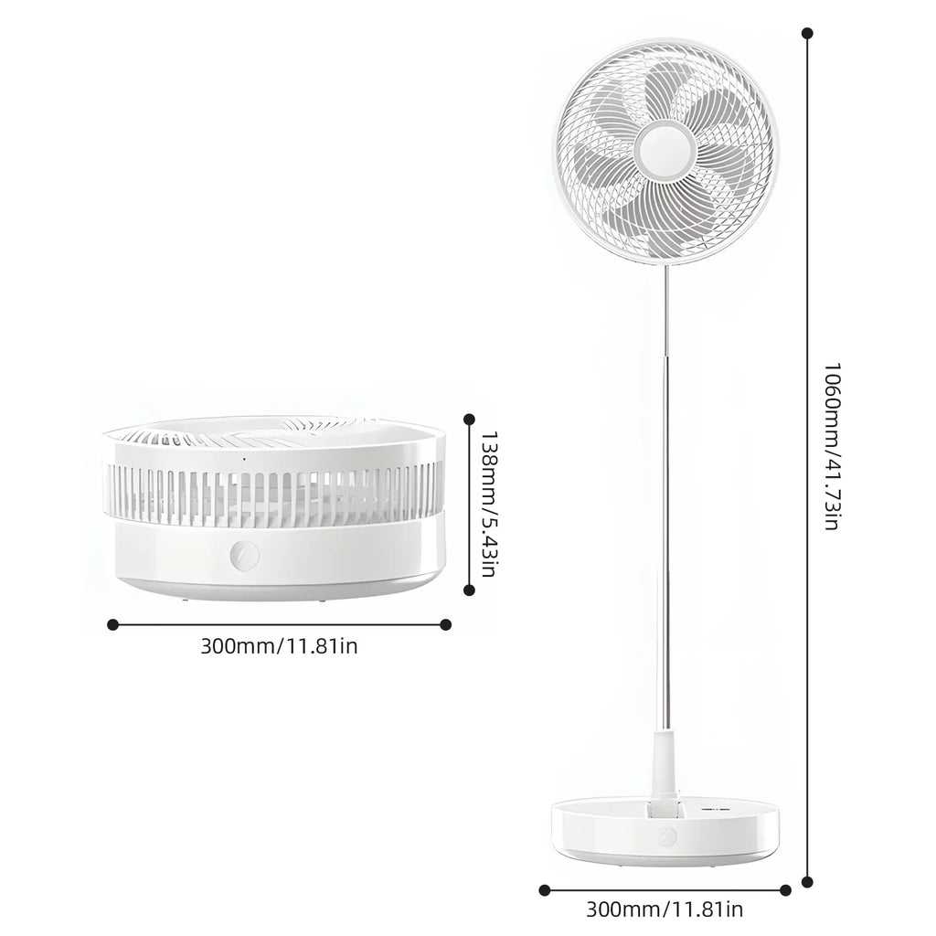Dazzduo Collapsible Fan,Adjustable 8 Speeds With Remote 10800mah Battery Adjustable 8 Fan Bedroom Office Fan With Remote 10800mah Battery Adjustable Timer Portable Pedestal 8 Speeds Quiet