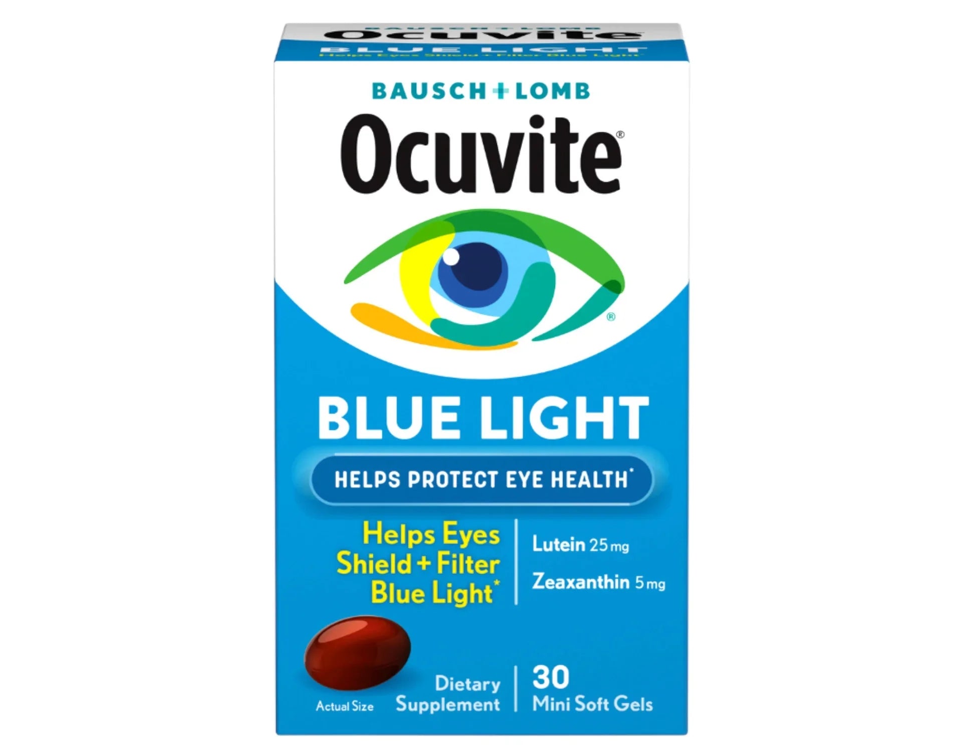 Bausch & Lomb Ocuvite Blue Light Eye Health Supplement Soft Gels, 30 Count - Pack of 6