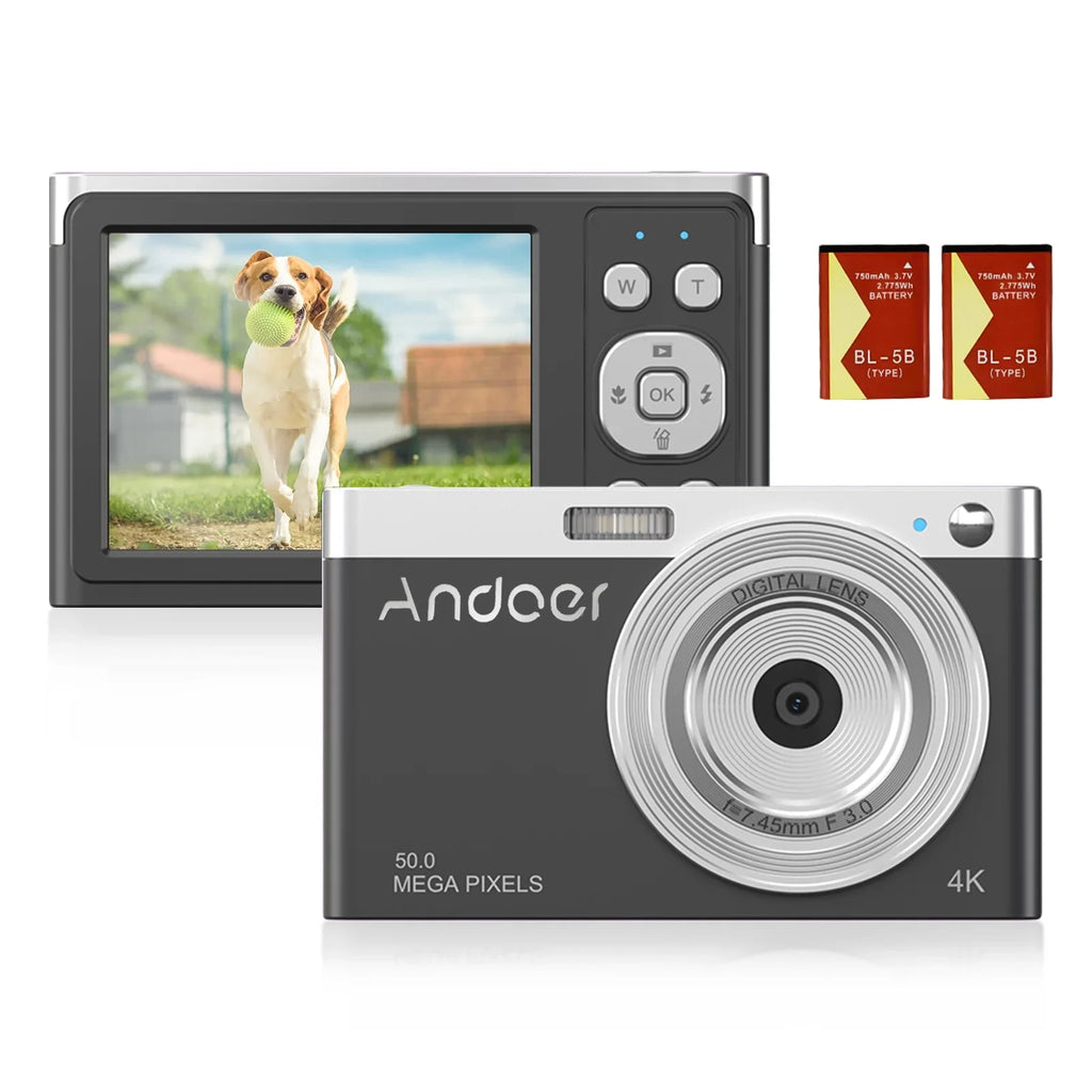 Compact 4K Digital Video Camera with 50MP, Auto Focus, and 16X Zoom for Teens