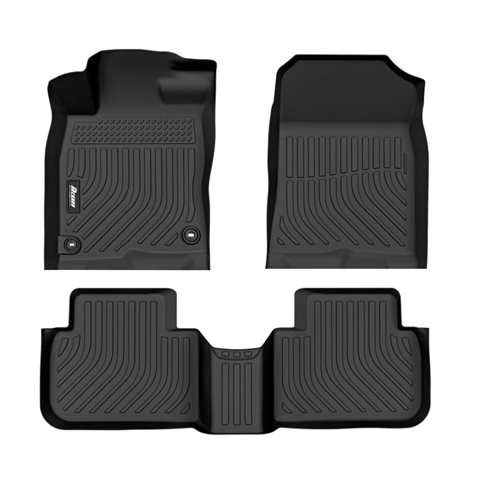 Ikon Motorsports 3D TPE Floor Mats + Trunk Mat, Compatible with 2022-2024 Honda Civic Black All Weather Waterproof Anti-Slip Floor Liners Front & 2nd Row Full Set Interior Storage Cover Accessories