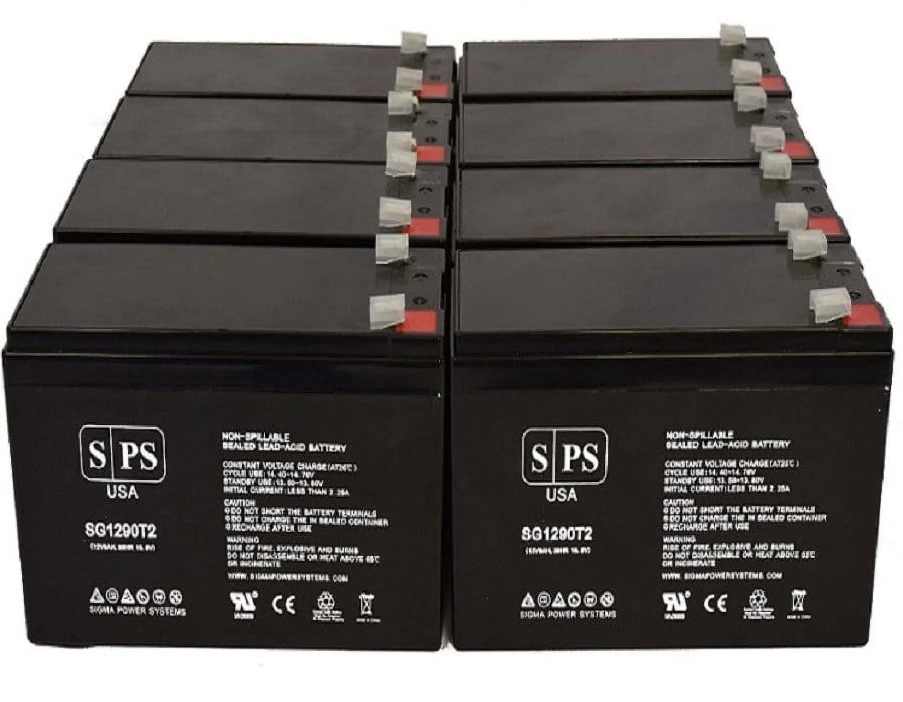 SPS Brand 12V 9Ah Replacement Battery (SG1290T2) for SEA DOO DOLPHIN, ZS01 PRO (Terminal T2) (8 Pack)