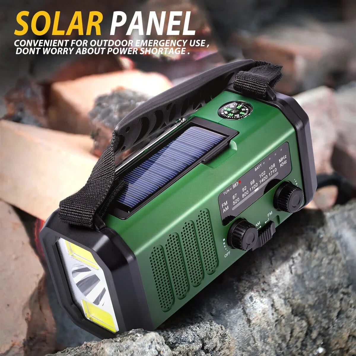 10000mAh Emergency Solar Hand Crank Weather Radio Power Bank Charger with Flashlight