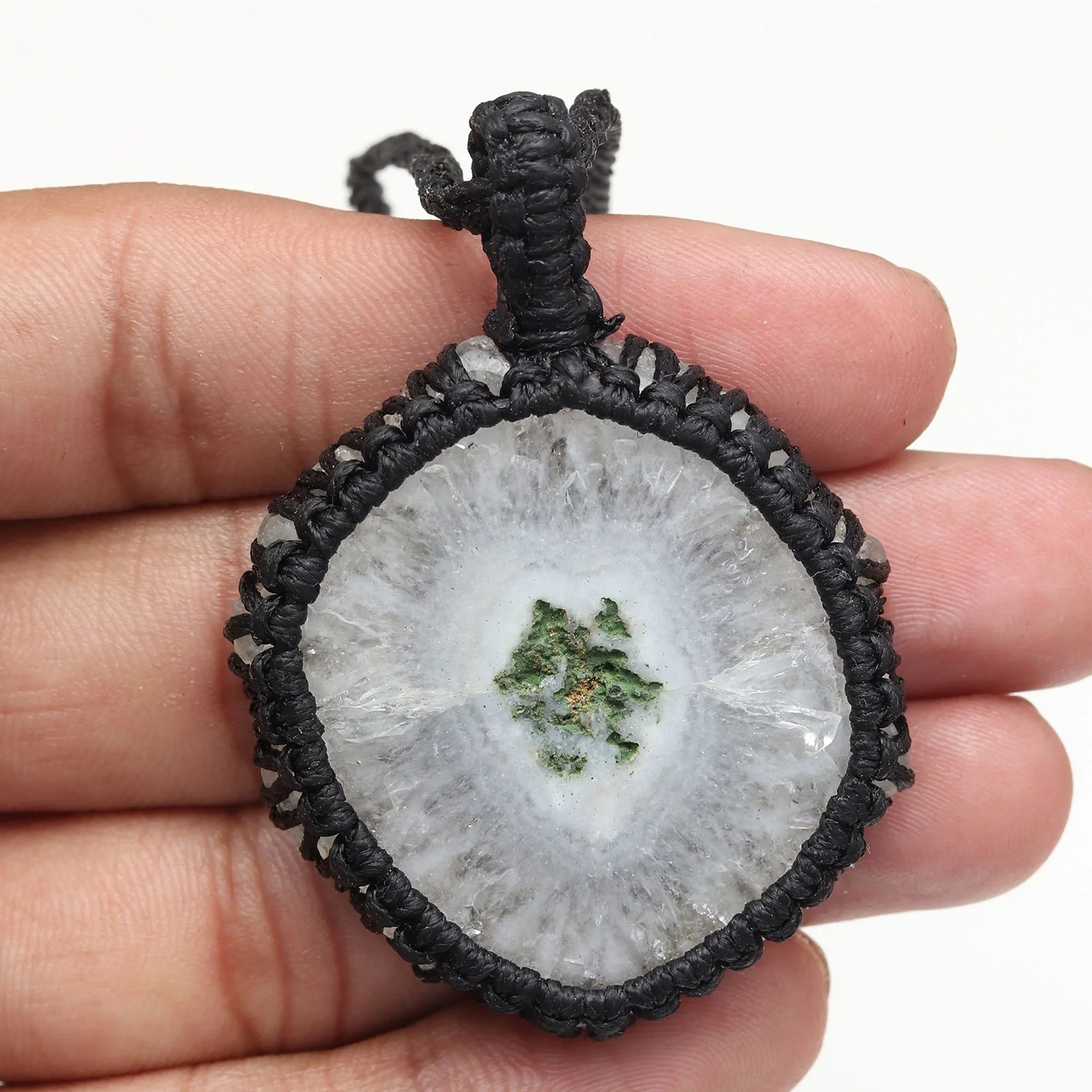 Solar Drusy Gemstone Holloween Gifted Jewelry Macrame Gift For Her Necklace