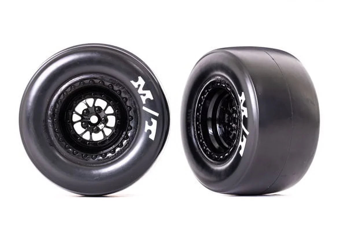 Traxxas 9476 Tires & Wheels (Weld Glossy Black Wheels, Mickey Thompson Drag Slicks (2): Rear