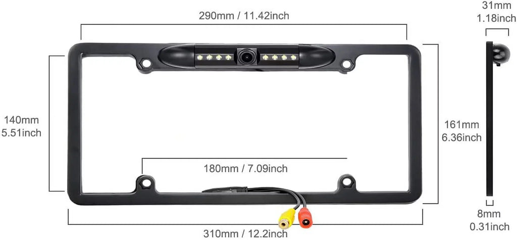 Backup Camera Rearview License PLatitudee Frame for ALPINE ILX-F511 ILXF511 Black