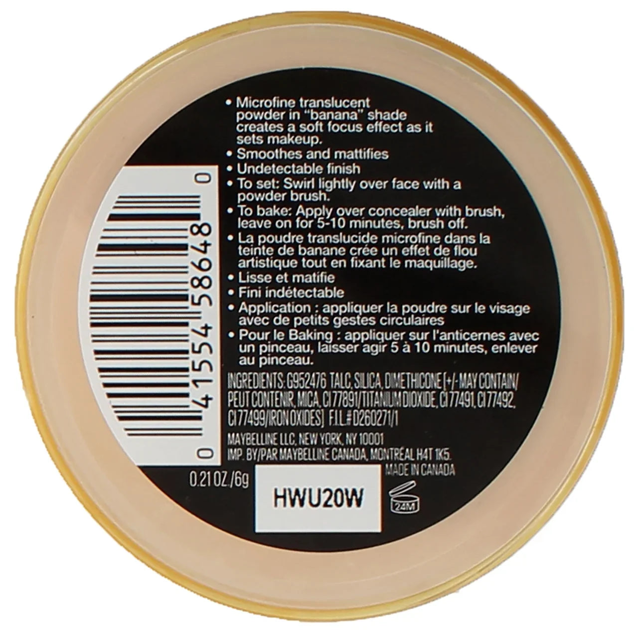 Maybelline Lasting Fix Banana Powder, Loose Setting Powder Makeup Banana 0.21 OZ (Pack of 6)