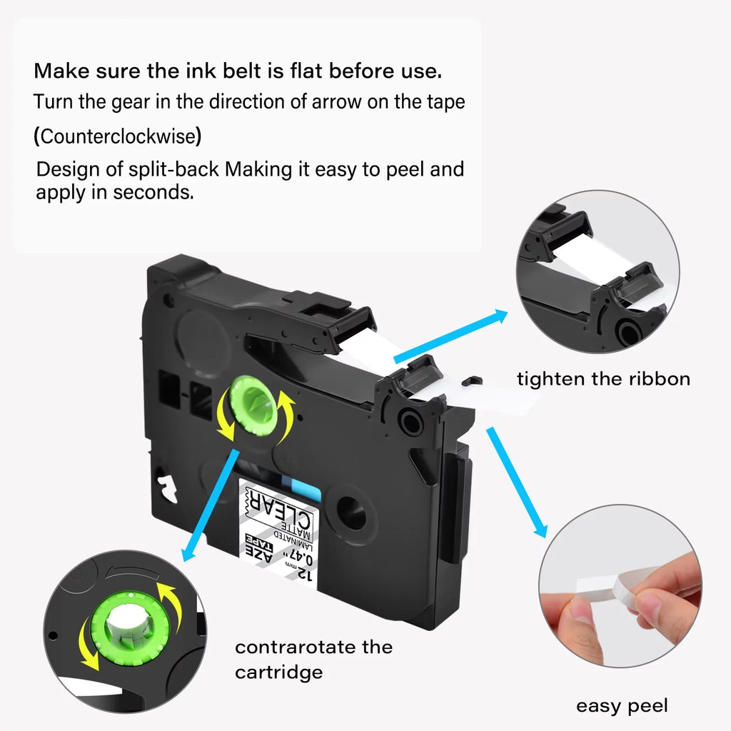 GREENCYCLE 20PK Compatible for Brother P-interactive Black on Matte Clear 12mm 0.47" TZe-M31 TZ-M31 TZM31 TZeM31 Laminated Label Tape