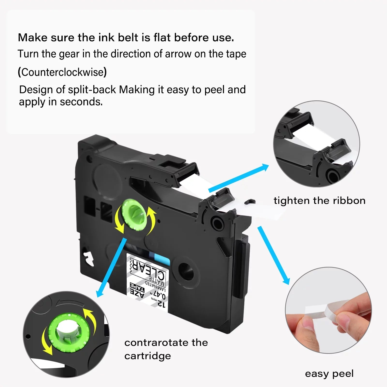 GREENCYCLE 20PK Compatible for Brother P-interactive Black on Matte Clear 12mm 0.47" TZe-M31 TZ-M31 TZM31 TZeM31 Laminated Label Tape