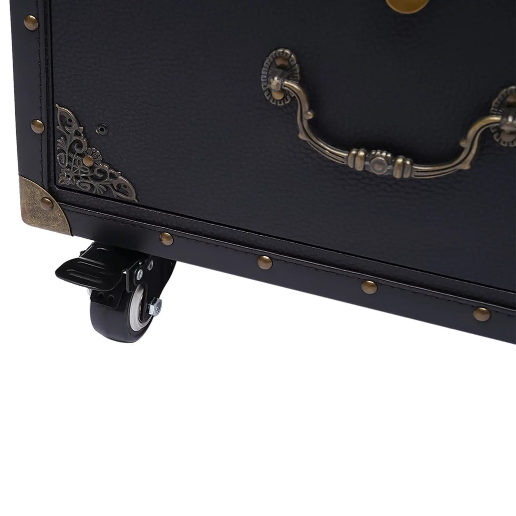 Miumaeov Rolling Lockable Makeup Train Case, Hairdressing Trolley Stylist Beauty Salon Cosmetic Luggage, Travel Organizer Tool Box with Hair Dryer Holder