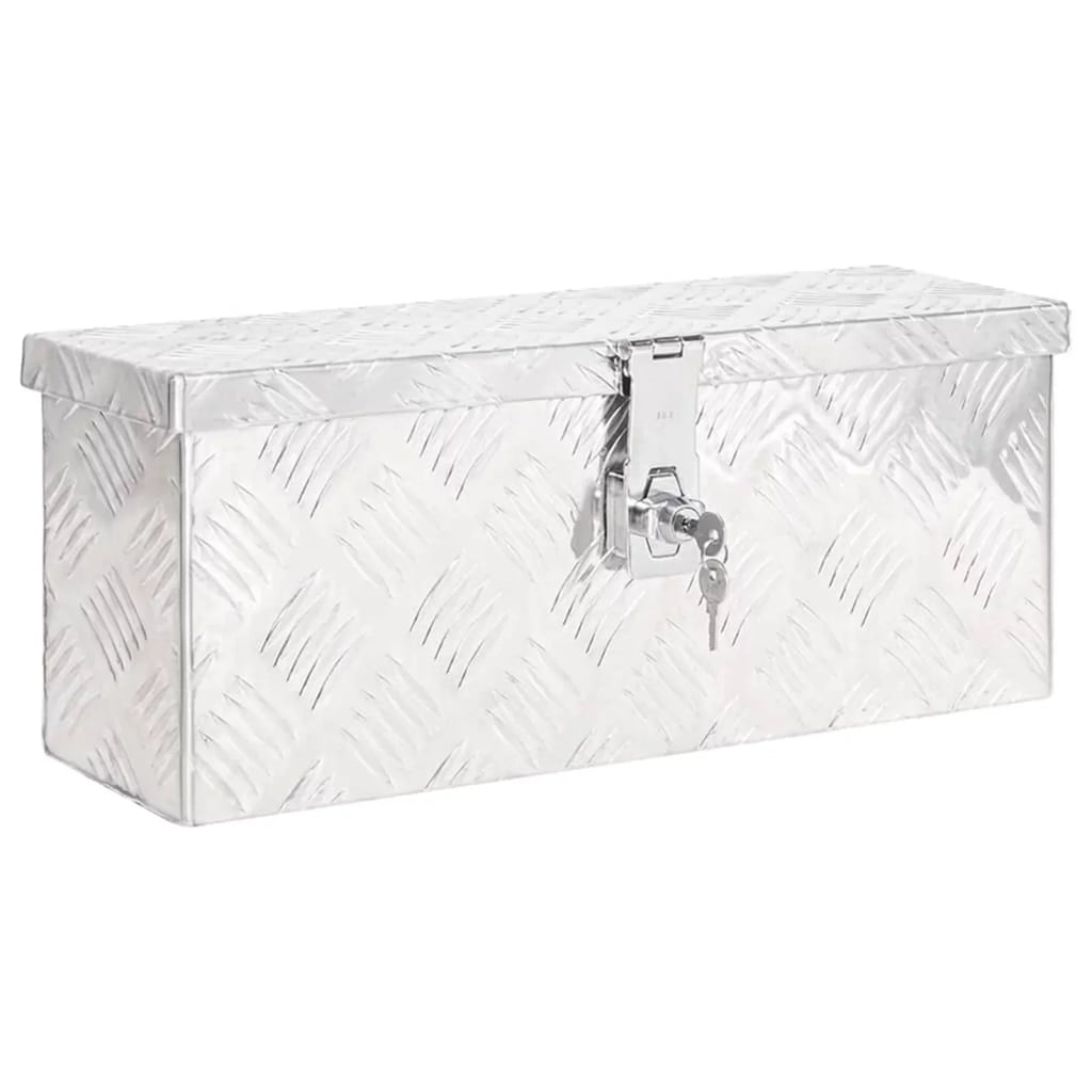 Anself Aluminum Tool Box Truck Toolbox Lockable Underbody Organizer Storage Case Trailer Box Silver for Vehicle, Garage, Camping Trip 19.7 x 8.1 x 5.9 Inches (L x W x H)