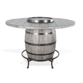 Sunny Designs Round Mahogany Pub Table with Wine Barrel Base in Alpine Gray