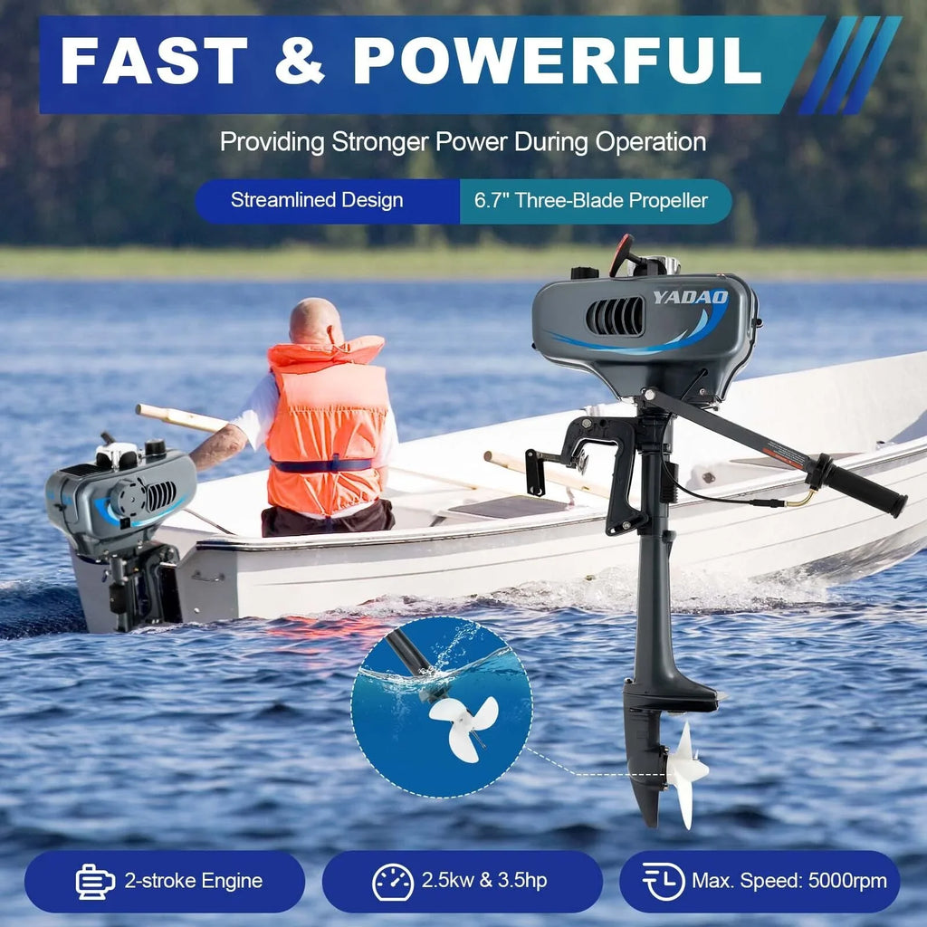 Heavy Duty 3.5 2 Stroke Outboard Engine Motor Boat Engine Water Cooling System