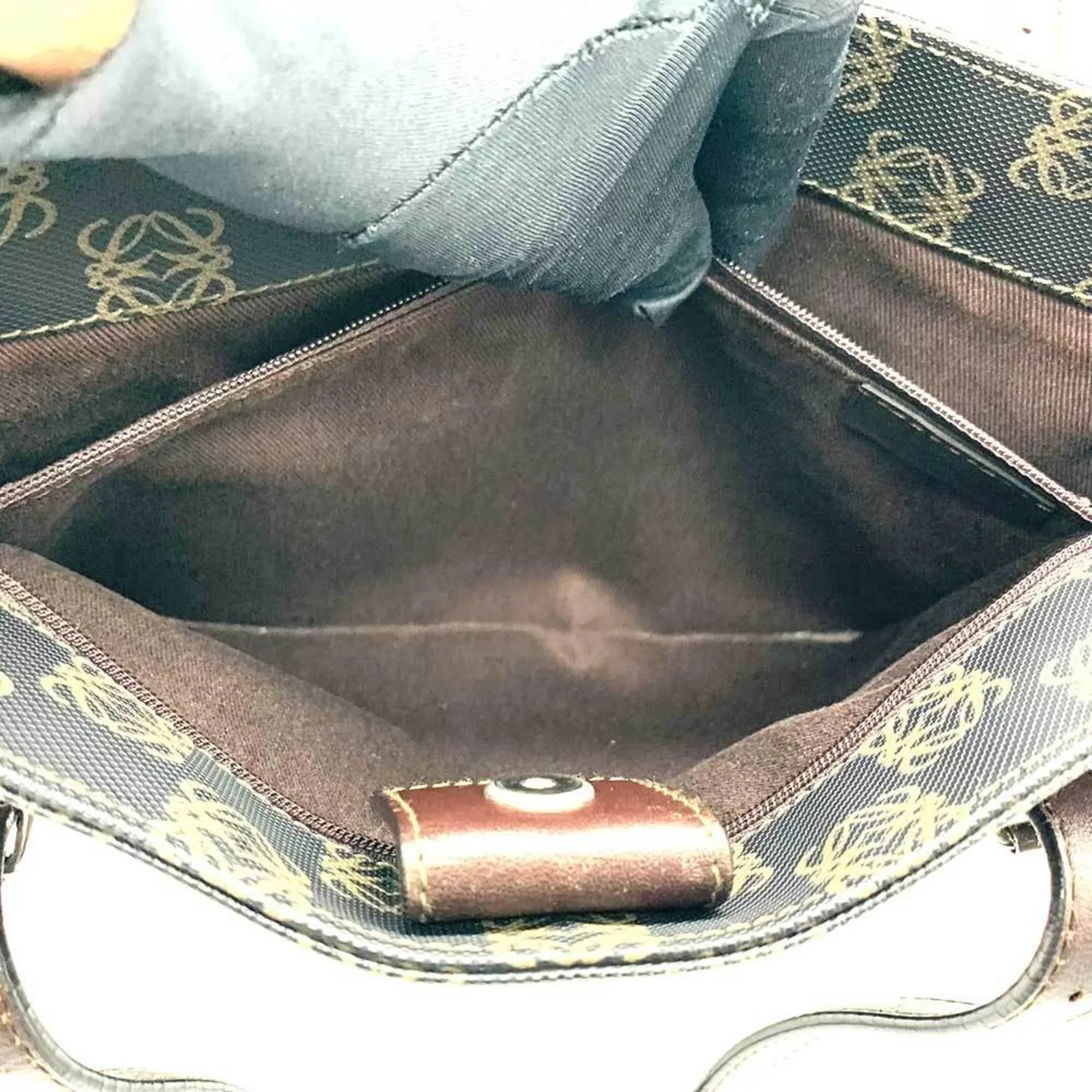 Pre-Owned LOEWE Anagram Tote Bag Gray x Brown (Good)